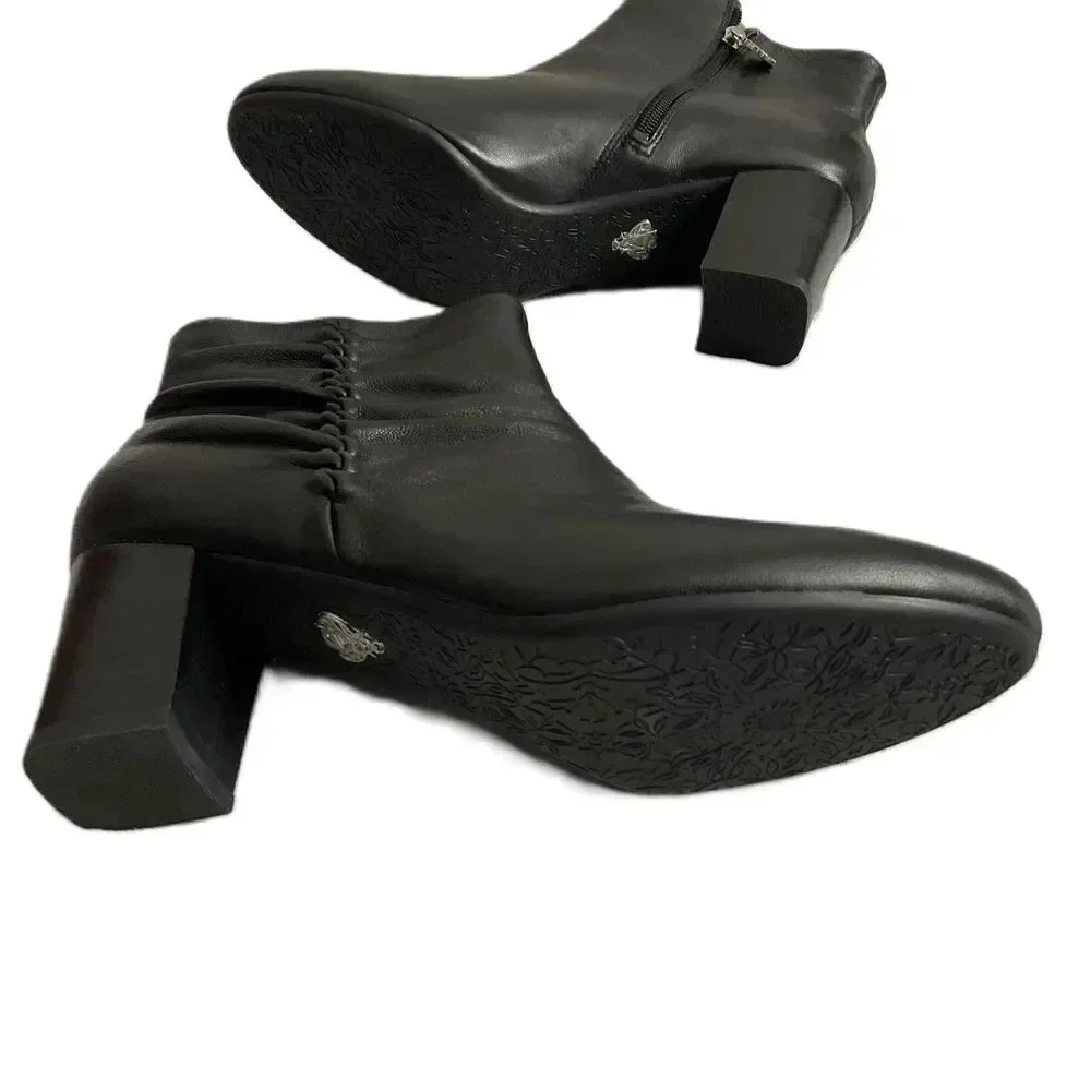 Bettye Muller New Deena Black Soft Leather Heel Ankle Booties Sz 7.5‎ No Box
